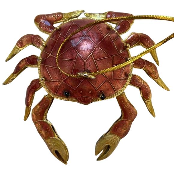 Alsan Victorian Enameling Cloisonné Ornament Crab Hinged Legs Beach - Picture 6 of 13